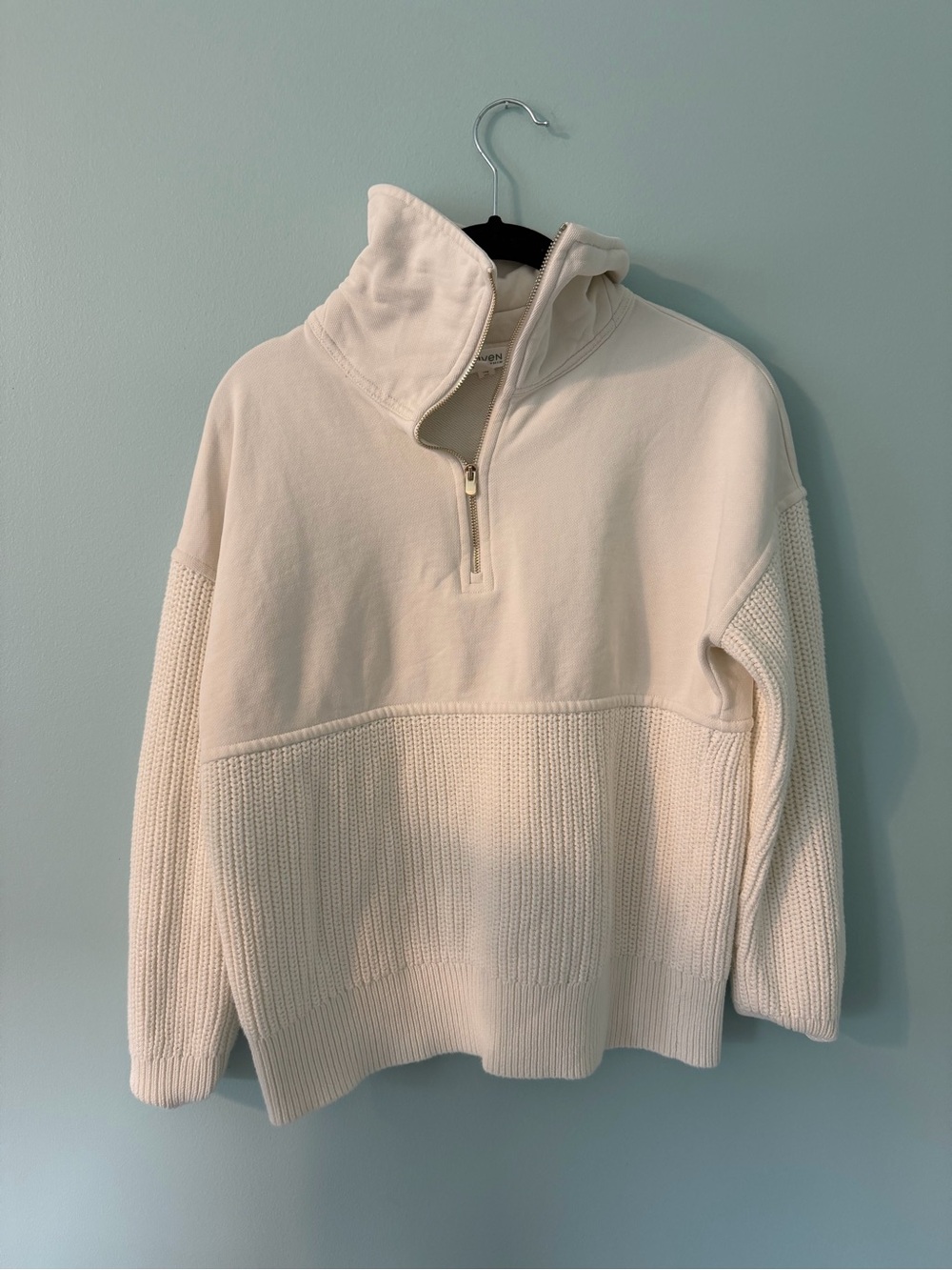 Haven Cream Half-Zip Cowl Neck Sweater